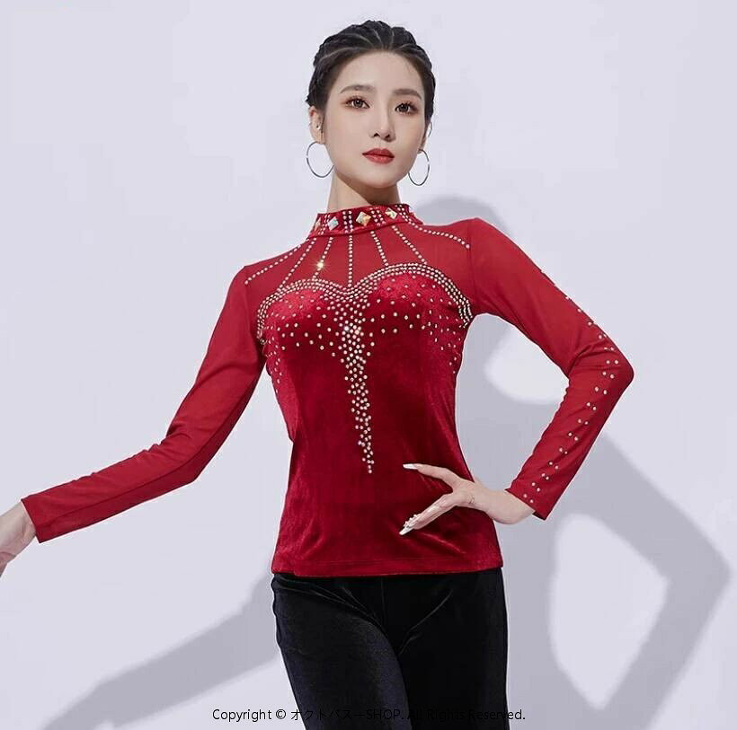 ダンス服 社交ダンス バレエ衣装 上着 レオタード 練習着 袖あり ジャズ ダンスウ...