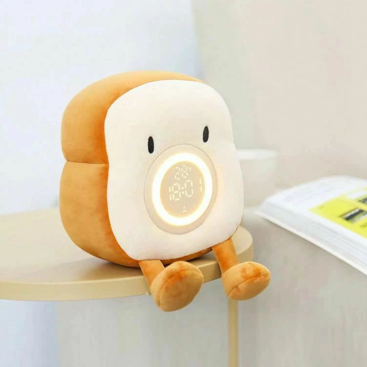 アラーム トースト目覚まし時計 食パン形 デジタル ナイトライト 目覚まし時計 かわいい 子供 プレ ...