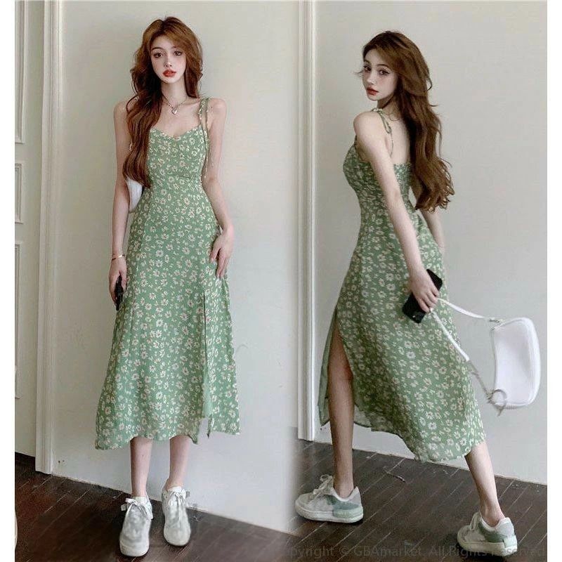 ワンピース レディース キャミ ノースリーブ マキシ丈ワンピース ロング スリット入り 花柄 タイト スリム 着痩せ おしゃれ 結婚式 二次会 パーティードレス