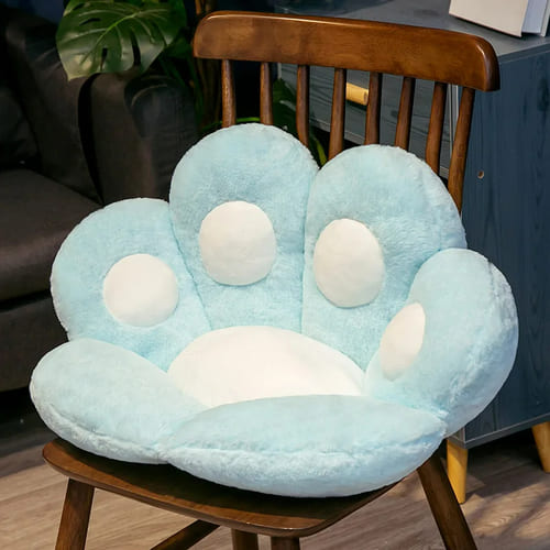 ぬいぐるみクッション かわいい 猫型 足型 肉球 ソファー キャラクター 畳 寝室用 床 イス 座布団 青 白 ピンク グレー 4種類 70x60cm 柔らかい インテリア 一人暮らし おもしろ 座椅子 [3]