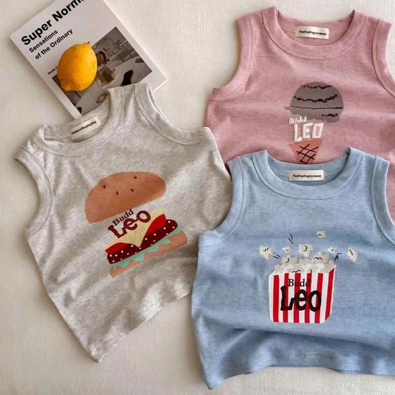 Camisoles - 子供用タンクトップ ベビー ノースリーブTシャツ 春夏 かわいい 男女兼用 日本製 リブ編み コットン100% 幼児 保育園 幼稚園 普段着 部屋着 ピンク 花灰色 ブルー