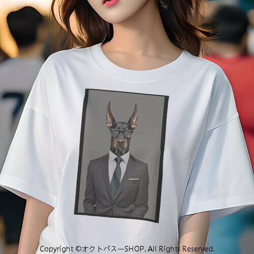 ドーベルマン Tシャツ レディース 犬ファン 半袖 春夏 犬柄 プリント カジュアル ...