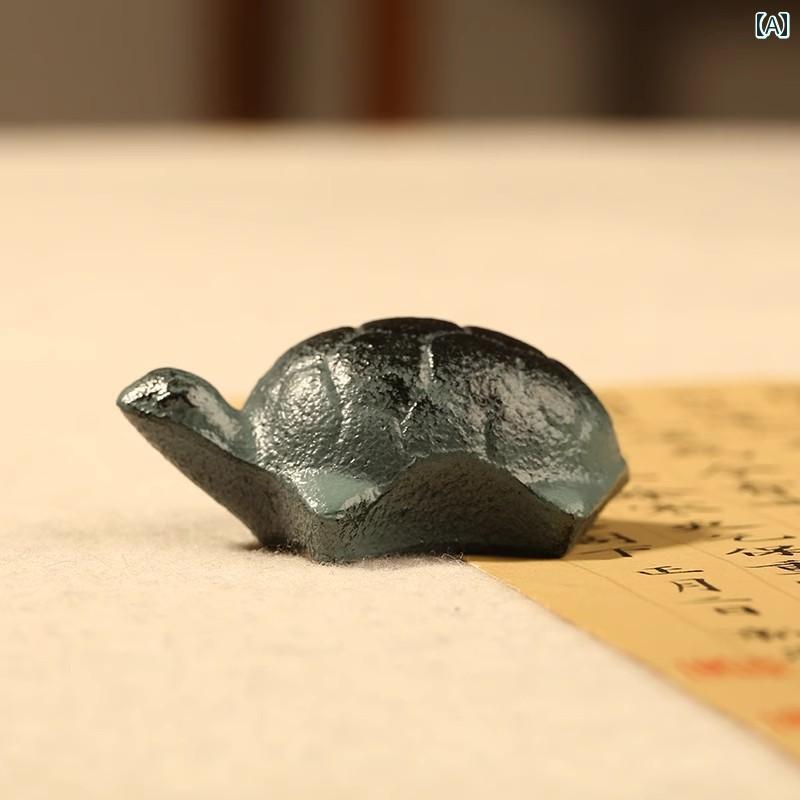 乐天商城 - 文鎮 ペーパーウェイト おしゃれ 創造的 かわいい 学生用 書道用具 文房具 事務用品 重し 筆置き 置物 装飾品 小さめ 手のひらサイズ 鋳鉄製 亀 グレー
