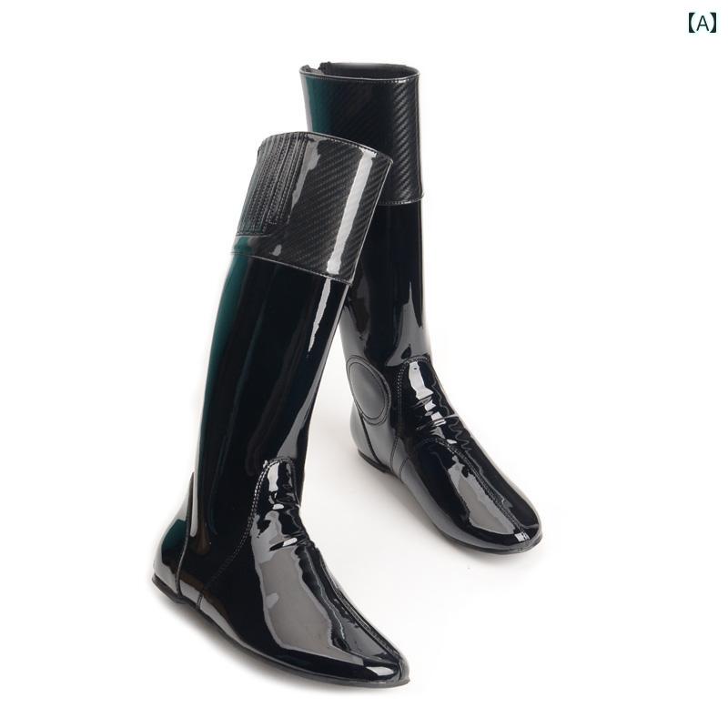 乗馬 ブーツ ナイト レーシング レザー ハイ チューブ 競技 馬術 馬具 用品 トレー...
