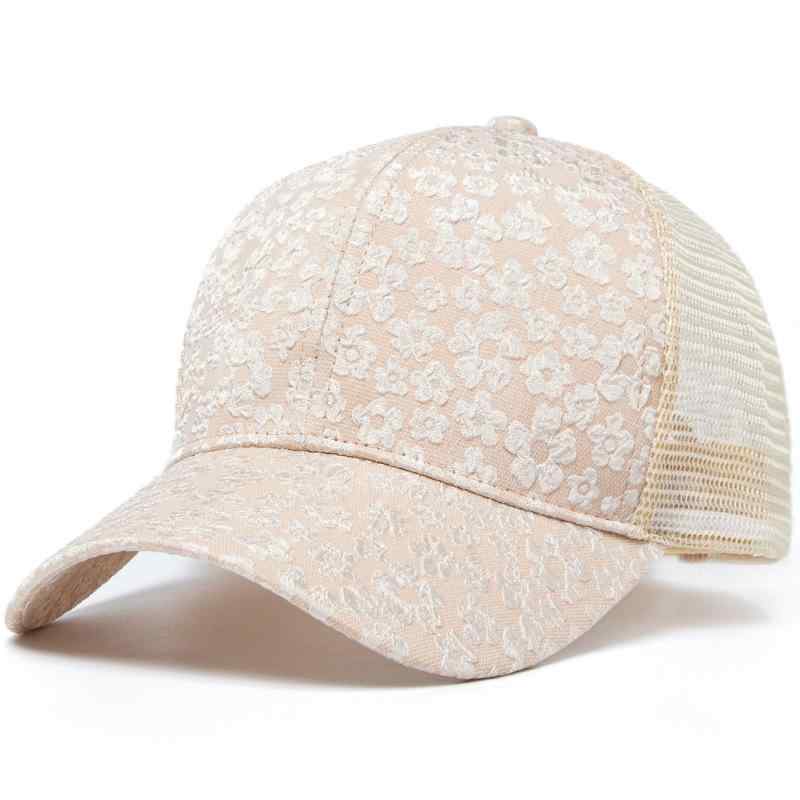 乐天商城 - キャップ レディース 春夏 メッシュ ベースボールキャップ 花柄 レース 日よけ UVカット 日焼け防止 通気性 韓国風 アクリル素材 カジュアル スポーツ 白 黒 ピンク オフホワイト 紫