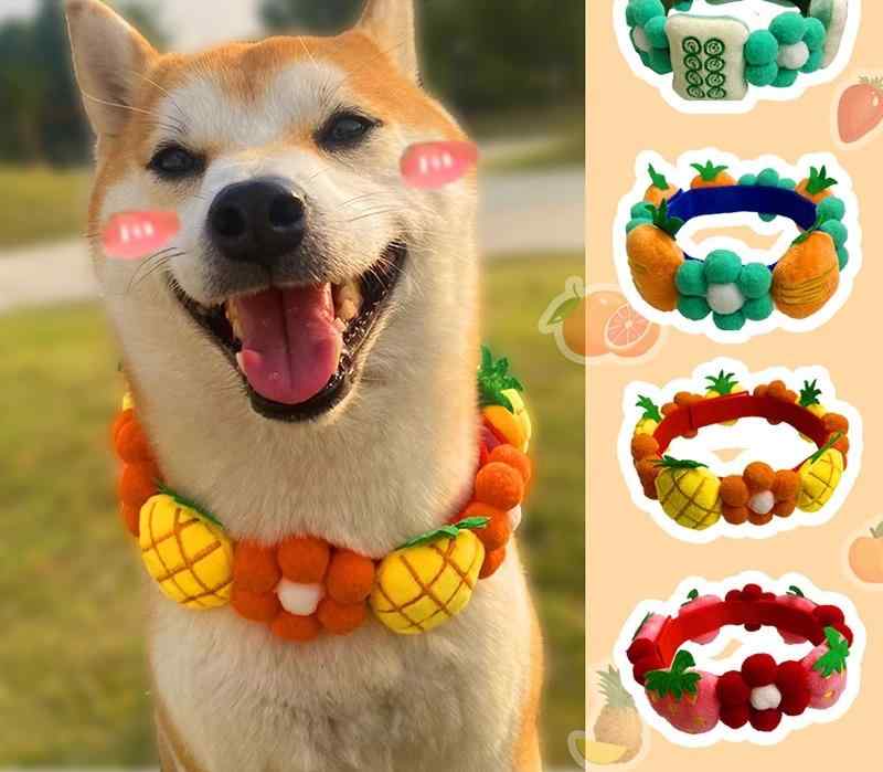 犬 アクセサリー チョーカー 首輪 ペット 猫 コーギー かわいい ネックレス 写真 撮影 装飾 イチゴ 花 にんじん 漢字 チャイナ風 ギフト 大きいサイズ オレンジ 柔らかい