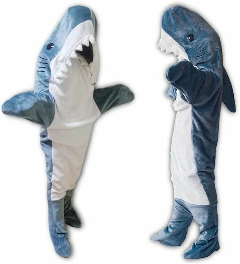 サメのパジャマ サメ寝袋 寝袋 ブランケット サメ 着る毛布 着る寝袋 サメ寝袋 大人用 ぬいぐるみの寝袋穿く毛布 おしゃれ フランネル 柔らかい 可愛い 優しい肌触り