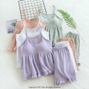 ルームウエア パジャマ 2点セット セットアップ 胸パッド付き ガーゼ ノースリーブ 袖なし 半ズボン レディース 夏服 部屋着 快適 トップス ボトムス 寝巻...