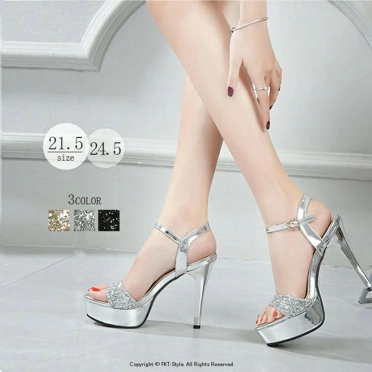 キャバ 靴 サンダル レース フォーマルシーン ヒール 小さいサイズ 人気 ビッグサイズ キラキラ 美脚 疲れない デート アンクルストラップ