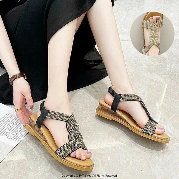 楽ちん煌めきサンダル ビーチサンダル レディース 厚底サンダル 4cmヒール 歩きやすい フラットサンダル ローヒール 細ストラップ ビジュー かわいい カジュアル 軽量 滑り止め 楽 長時間 疲れない 夏 リゾート ビーチ 通勤 通学 美脚 送料無料