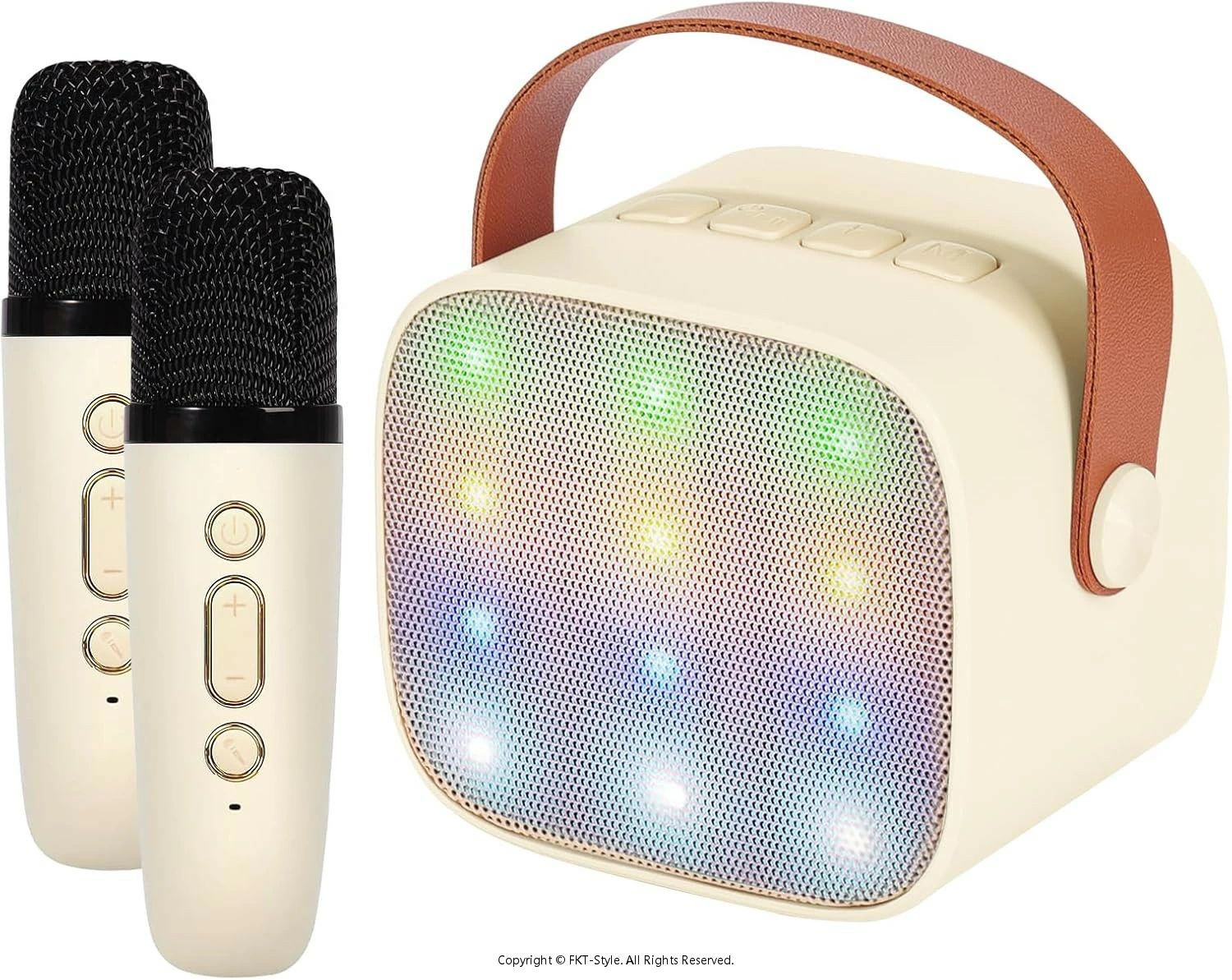 カラオケマイク Bluetoothマイク2本 ワイヤレスマイク ワイヤレス スピーカー PAセット LEDライト付き ..