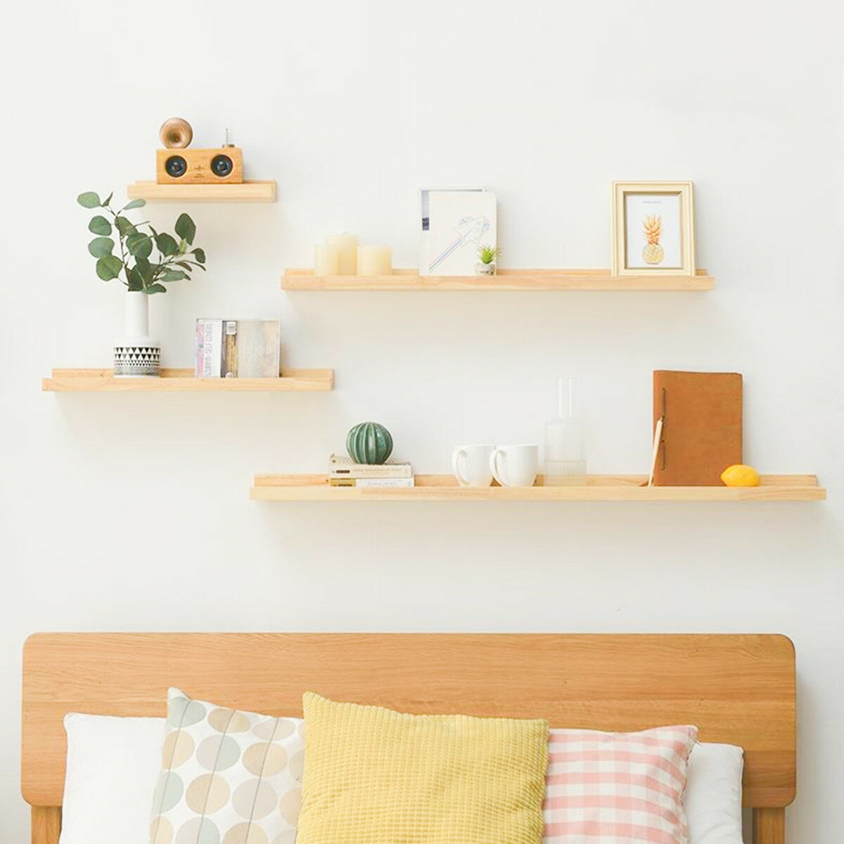 ウォールシェルフ ウッドシェルフ 松の木 木製 壁掛け 棚 壁面収納 飾り棚 インテリア 耐荷重20kg ナチュラル 長さ30cm長さ60cm 長さ90cm 長さ120cm 奥行き12cm