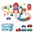 電車 レール トレインセット 列車 車両つき 組み立て 情景部品付 木製おもちゃ 3歳 36pcs 木製レール お祝い お誕生日 クリスマス プレゼント 送料無...