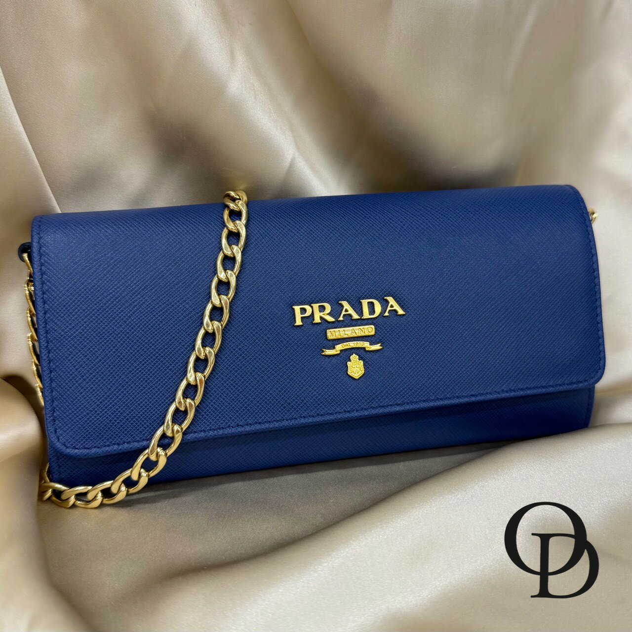 Rakuten - 【中古】プラダ PRADA 1BP290　サフィアーノ チェーンウォレット Saffiano Chain Wallet ブルー Blue