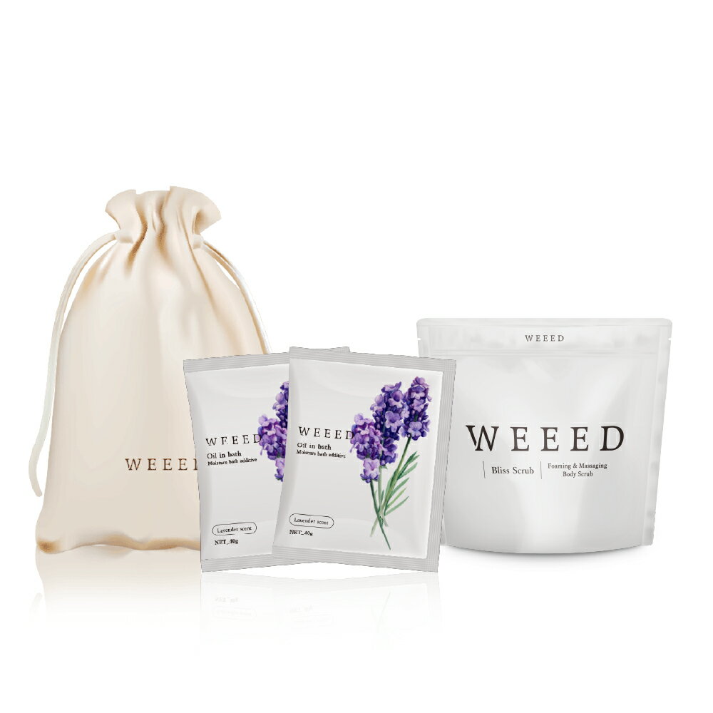 プレゼントや自分へのご褒美に 【WEEEDブリススクラブ 120g＆薬用入浴剤 オイルインバス×2包 セット】 ザラザラ おしり 脇 膝 かかと 全身 メンズ レディース 男女兼用 ギフト バスタイム お一人様5点まで weed ウィード うぃーどのサムネイル