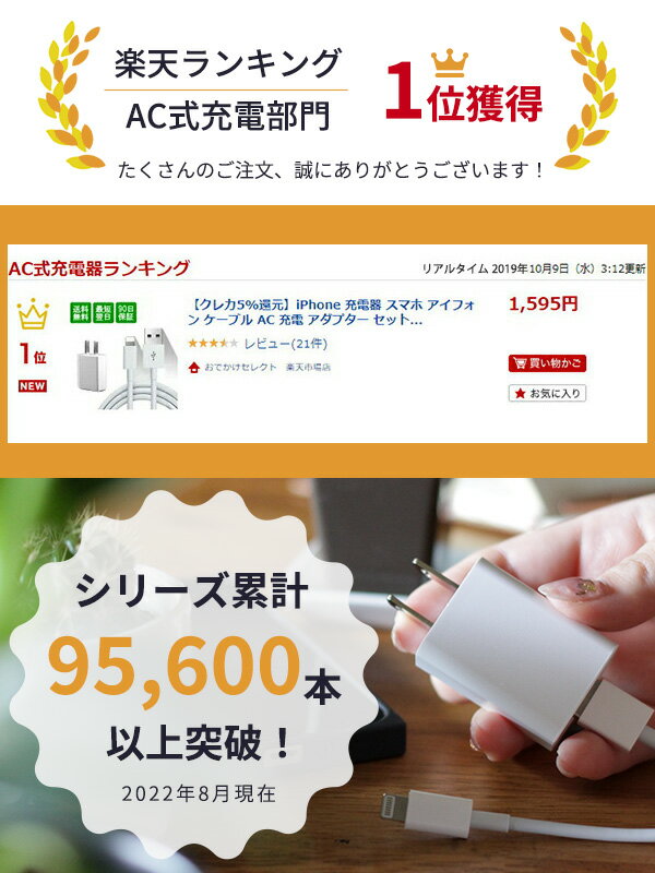 【スーパーSALEクーポン4日20時】【楽天1位獲得】iPhone 充電器 iPhone充電機 アイフォン ケーブル AC 充電 アダプター セット 充電 コード コンセント 差込 1m 2m おすすめ iPhone SE 第3世代 SE2 SE3 iPhone8 iPhone7 7Plus 6s 6sPlus 丈夫 あす楽