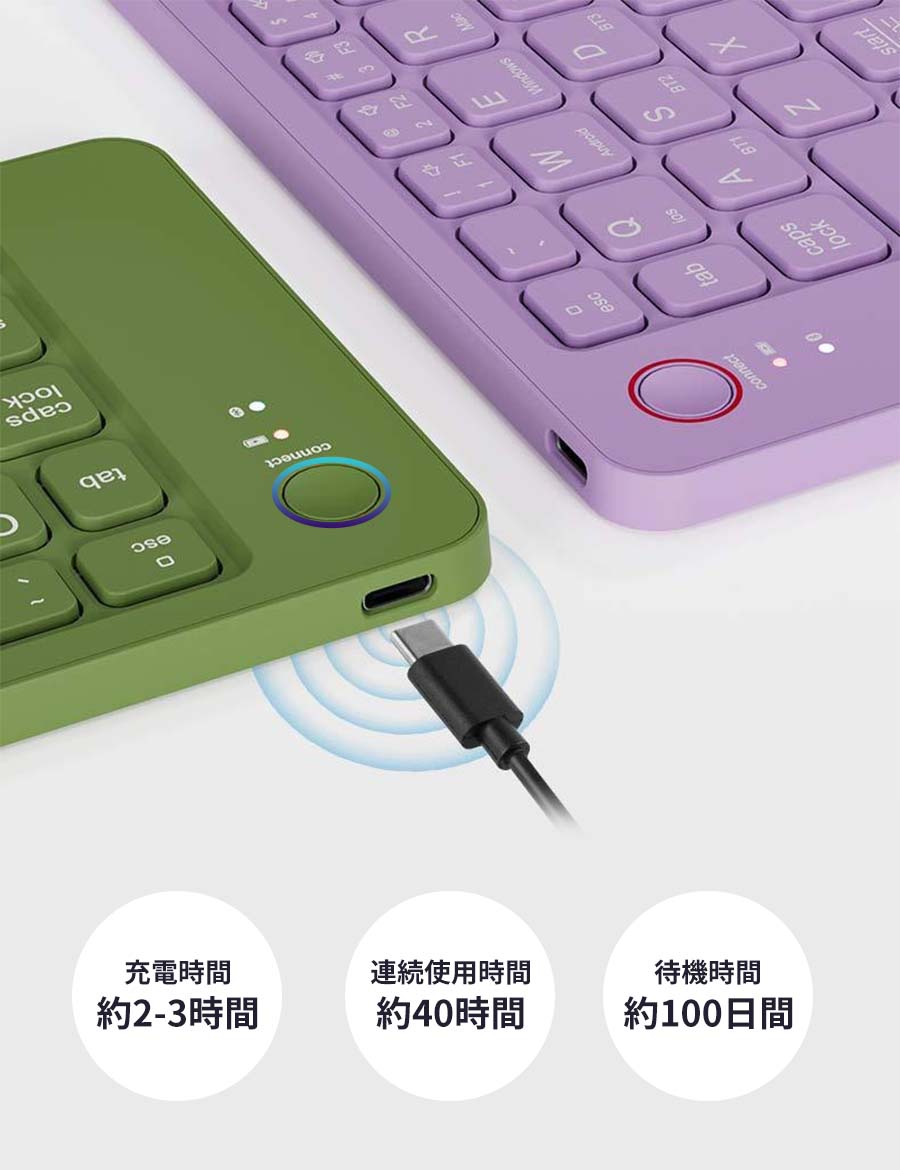 キーボード bluetooth iPad ワイヤレスキーボード ワイヤレス 無線 折りたたみ 可愛い おしゃれ - angle 2