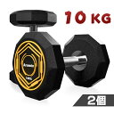 ダンベル 片手 10KGx2個セット【計 20kg】 プレート シャフト グリップ バーベル 鉄アレイ 滑り止め加工 筋トレ 両手用 両腕用 トレーニング シェ...
