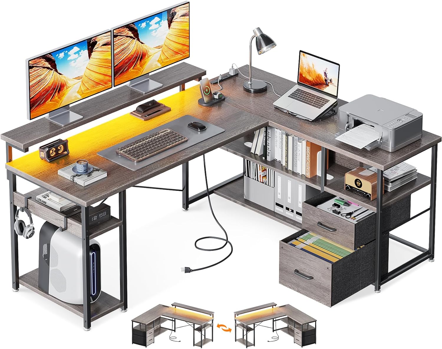 楽天市場】L字（カラーグレー）（デスク｜インテリア・寝具・収納）の