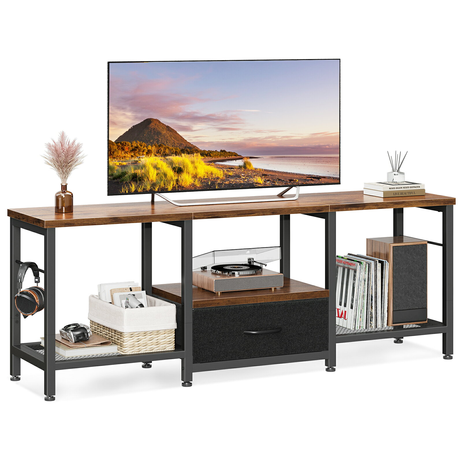 Rakuten - ＼本日限定 10％オフクーポン／送料無料 テレビ台 47型対応 ローボード 幅120×奥行29×高さ50cm 簡単組立 耐荷重40kg 引き出し付き 脚付き 収納 テレビボード テレビラック おしゃれ TV台 TVボード ロータイプ 棚