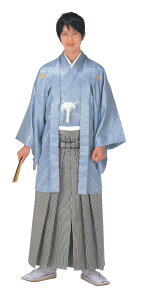 羽織 袴下セット はおり グレー 綸子 菱地模様 卒業式や成人式にバーゲン