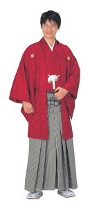 羽織 袴下セット はかま 赤 綸子 菱地模様 卒業式や成人式に安売り