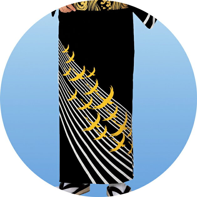 踊り 着物 仕立て上がり（袷・胴抜き・単衣） 附下 絵羽 訪問着 国内染 洗える附下げ着物（きもの）斜線縞に金鶴