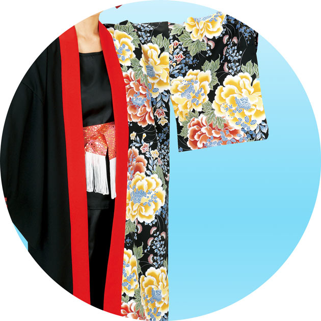 よさこい 衣装 法被 大人用 ロング 長法被 長半纏 花柄