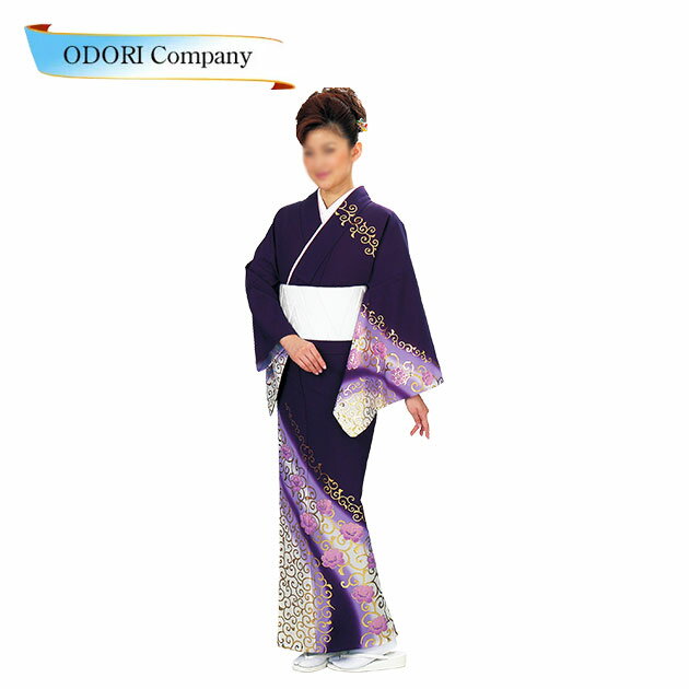 着物 絵羽 きもの 踊り用 濃紫 唐草 訪問着 レディース 仕立上がり 柄もの