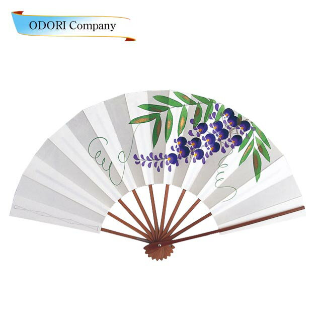 舞扇子 扇子 踊り用 パール地 藤 (手描き) 9寸5分 スス竹 扇子箱入 飾り用