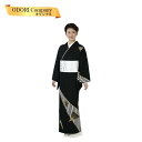 踊り 着物 付下げ 洗える 附下 黒地 縞 扇 絵羽 胴抜き 仕立上がり 30-45