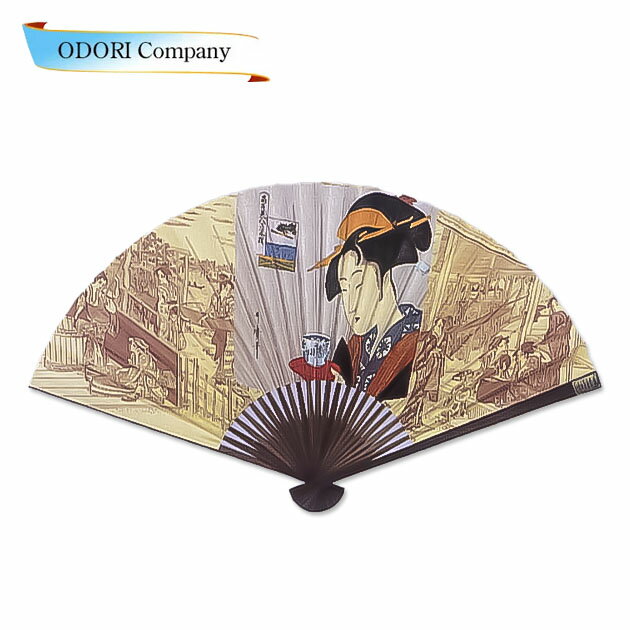 マジック扇子 唐木 歌麿 美人画 お茶美人 おきた 7寸5分(22.5cm) 飾り・実用兼用
