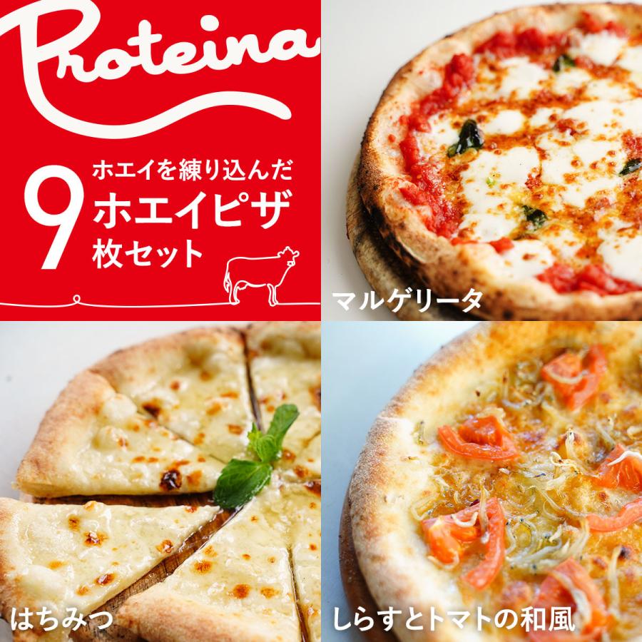 PROTEINA ホエイ入り ピザ マルゲリータ はちみつのピッツァ しらすとトマトの和風ピッツァ ホエイピザ 3種9枚セット プロテイーナ送料無料 お歳暮 御祝 のし対応 ギフトセット 贅沢 ホエイ