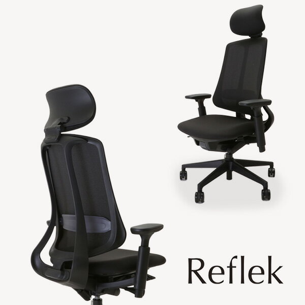 完成品 UCHIDA / Reflek リーフレク チェア / ハイバック / アジャスタブル肘 / ホワイトフレーム / ポリッシュ脚 / ランバーサポート有り / ナイロンキャスター [3]