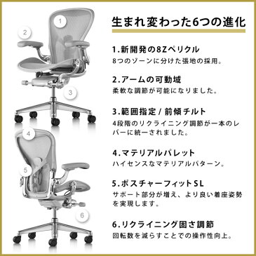 新型 New アーロンチェア リマスタード [HermanMiller]　A/B サイズ【カーボンフレーム】【サテンカーボンベース】【ポスチャーフィットSLフル装備】【ブレーキングキャスター】ハーマンミラーAeron Chairs Remastered【梱包材を無料で処分】【家財便配送】【EGP】【BPC】