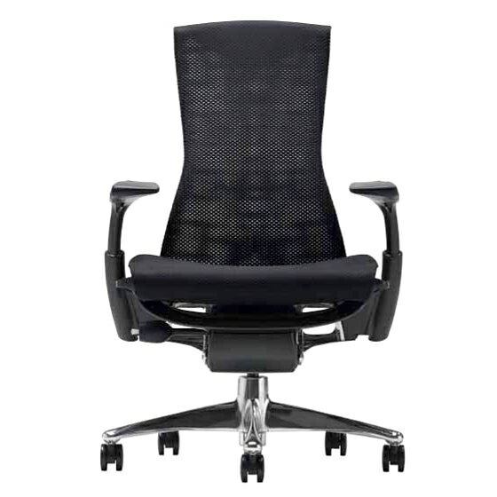 《正規店 メーカー保証対応可 梱包材回収 P5倍》Herman Miller エンボディチェア（Embody Chair） ポリッシュドアルミニウムベース グラファイトカラーフレーム シートカラー：ブラック（バランスファブリック）