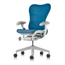 《正規店 メーカー保証対応可 梱包材回収 P5倍》Herman Miller ハーマンミラー ミラ2チェア（Mirra2 Chairs）バタフライバック 座面シート・背もたれカラー：ダークターコイズ ベース：フォグ フレーム：スタジオホワイト アームパッド：フォグ キャスター：BBキャスター