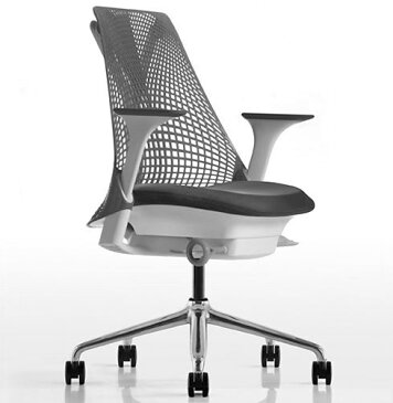 [Herman Miller]セイルチェア（SAYL）/サスペンションミドルバック　高さ調節アーム付　ポリッシュドベース/ホワイトフレーム　背・座：通常カラー（座：ファブリック・コスモス）アーロンチェアの後継機【EGP】