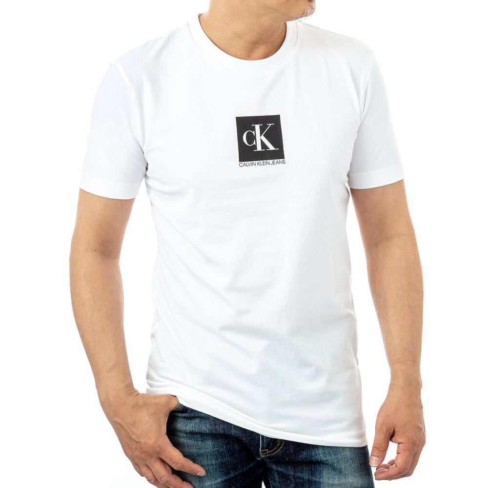 カルバンクライン Tシャツ J30J314755YAF メンズ ホワイト Calvin Klein カルバンクライン・ジーンズ スリムフィット 半袖 誕生日 プレゼント