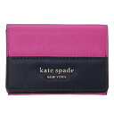 ケイトスペード レディース 三つ折り財布 PWRU7854 692 フューシャ ブラック kate spade コンパクト ブランド 誕生日 プレゼント 送料無料