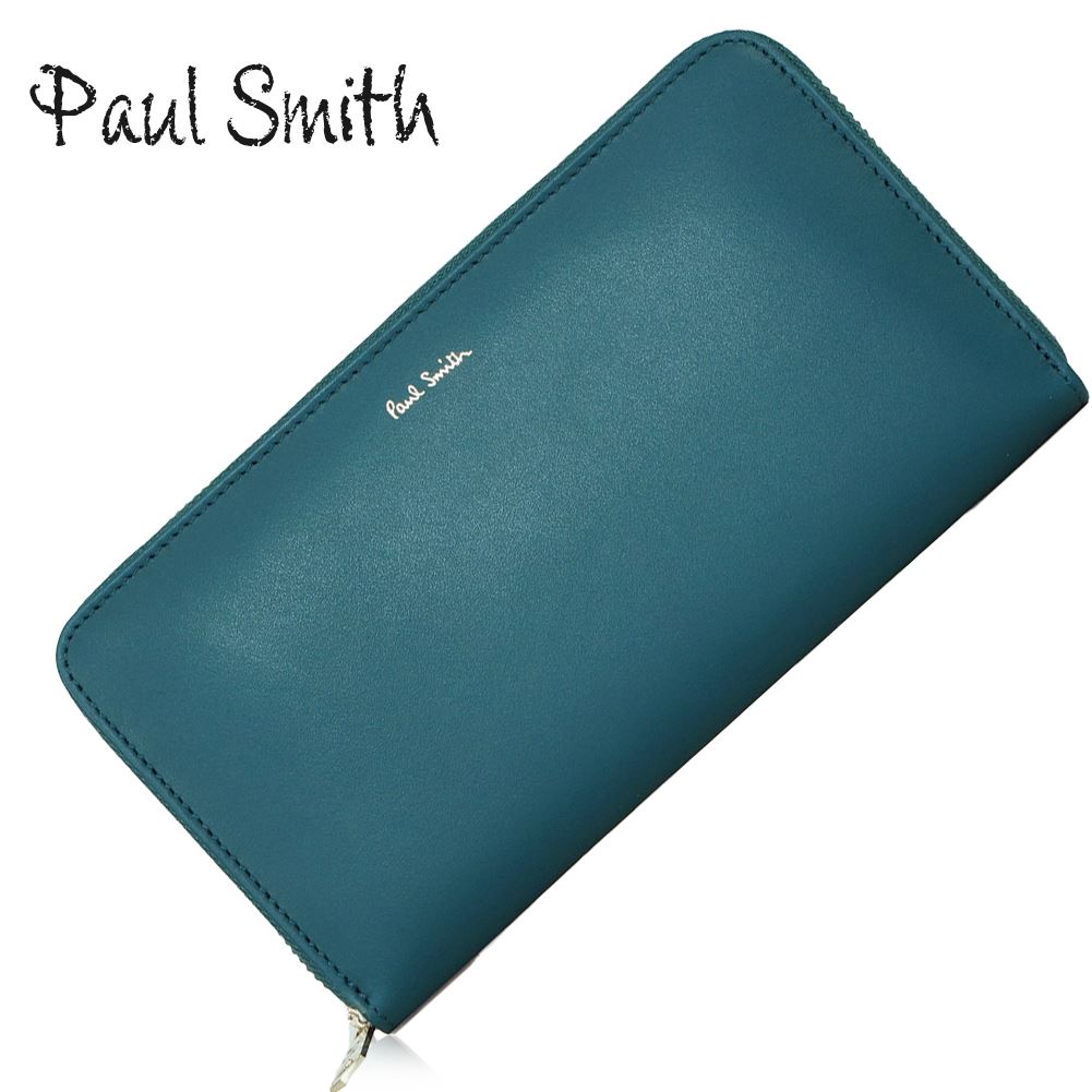 ポールスミス 長財布（メンズ） ポールスミス メンズ ラウンドファスナー長財布 Paul Smith M1A 4778 AMULTI 41-Teal TEAL エメラルド ブランド カジュアル 小銭入れ付き 誕生日 プレゼント 新品 10代 20代 30代 40代 送料無料