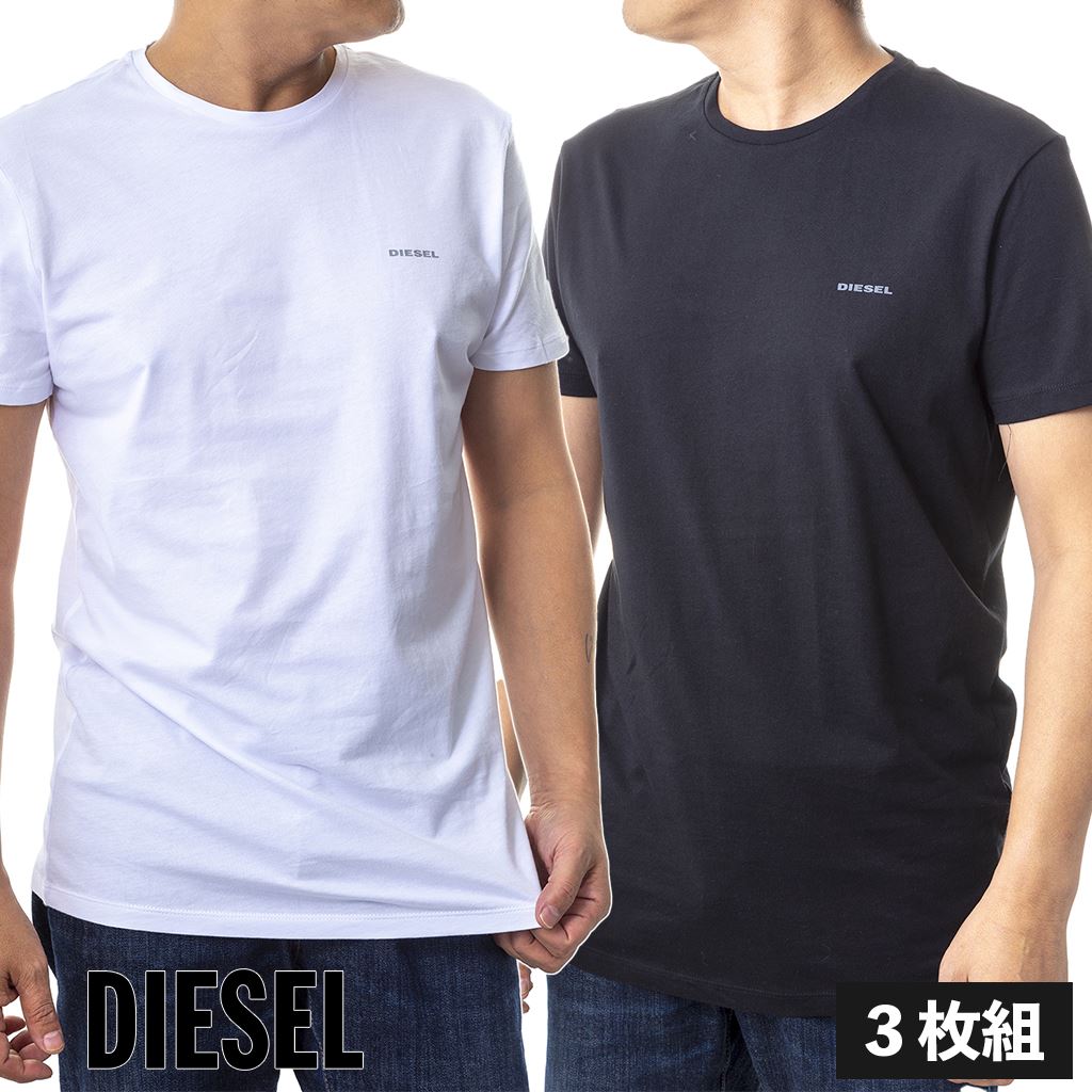 ディーゼル Tシャツ メンズ ディーゼル メンズ Tシャツ インナー 3枚組 ホワイト 白 ブラック 黒 DIESEL 00SPDG 0AALW 100 900 誕生日 プレゼント 新品 20代 30代 40代 50代 73代 送料無料