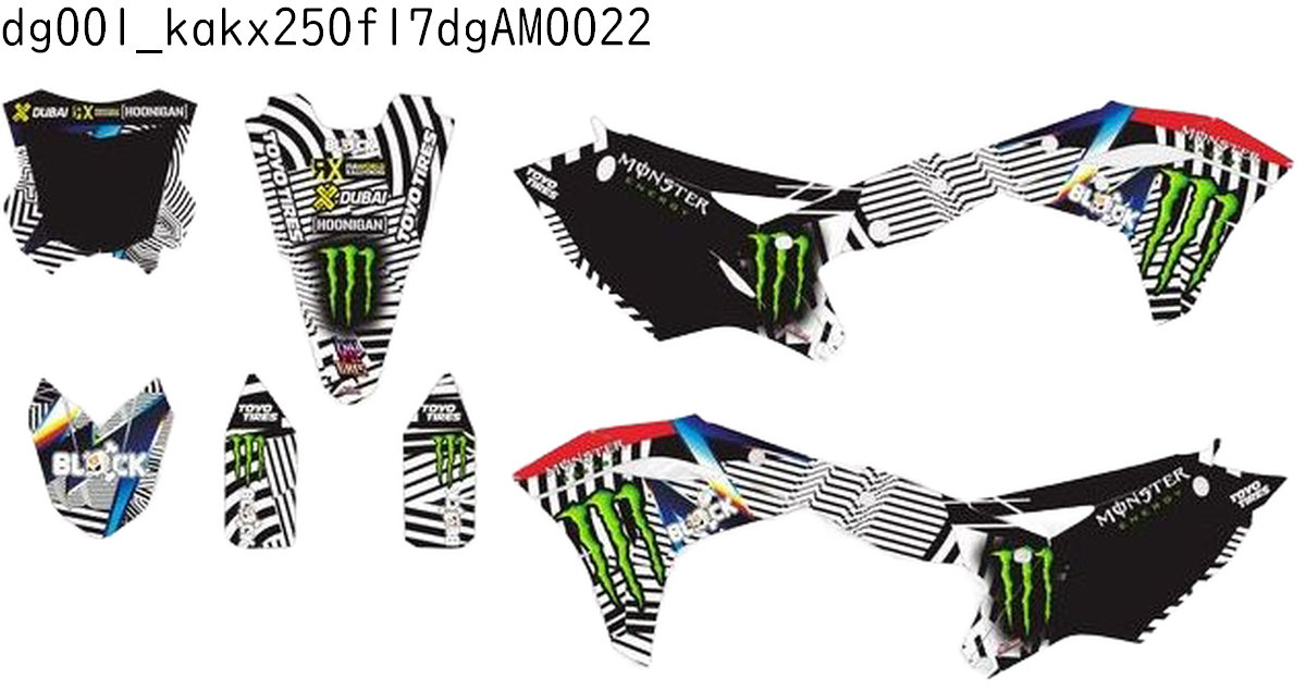 カワサキ KAWASAKI KX250F 適合 2017 2018 2019 2020 グラフィックデカールキット ステッカー デカール バイク用 オフロードバイク 