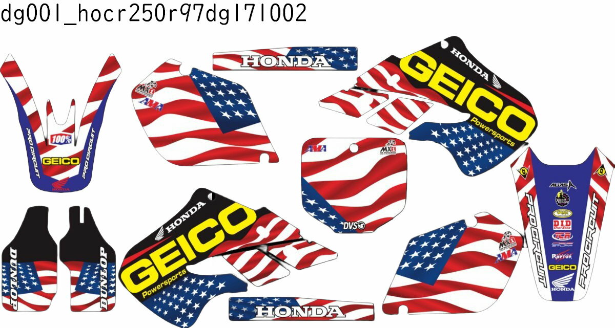 ホンダ HONDA CR250R 適合 1997 1998 1999 グラフィックデカールキット ステッカー デカール バイク用 オフロードバイク 