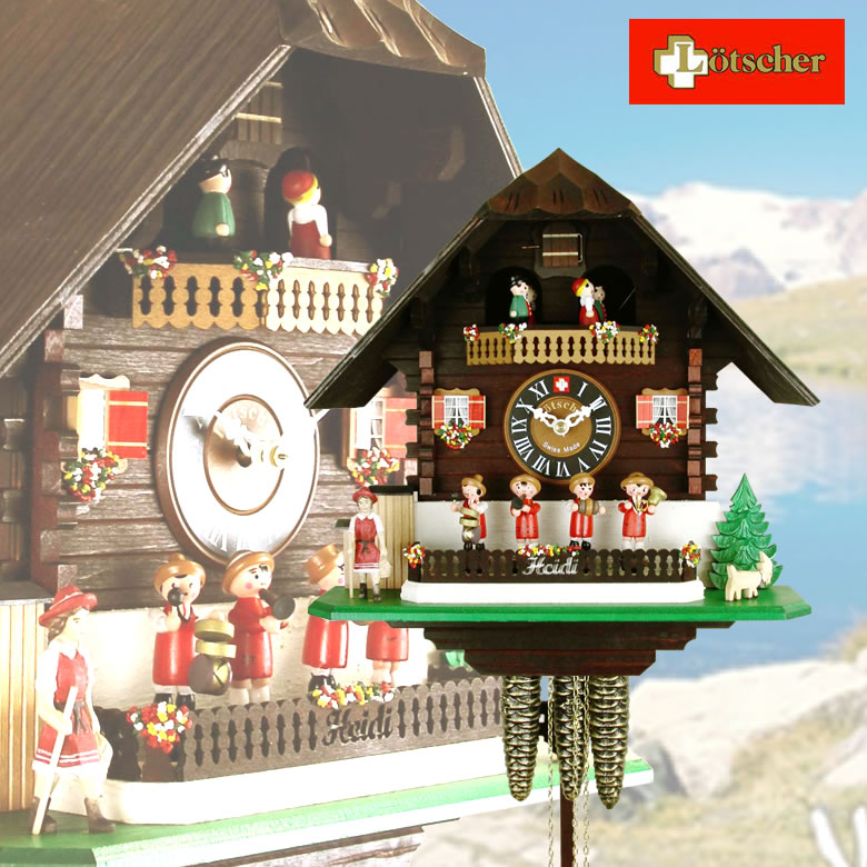 スイス・レッチャー社のオルゴールつきカッコー時計 アッペンツェル地方の音楽隊/鳩時計/ハト時計/1日巻き/機械式時計/掛け時計/かわいい/おしゃれ/スイス製/3年保証/木製/北欧/新築祝い/送料無料/のサムネイル
