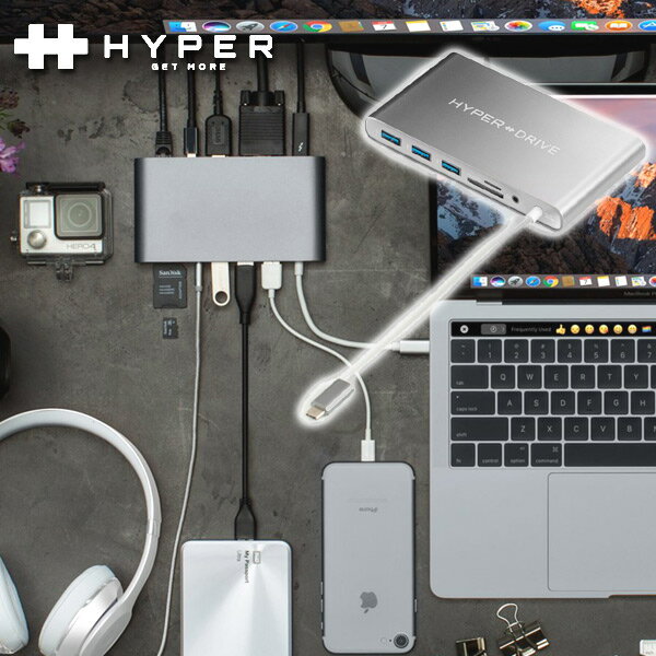 商品名 HyperDrive（ハイパードライブ)11in1 Ultimate USB-C Hub サイズ 13.7x7.7x1.7cm 　 重量 196g 外装 CNCアルミニウム 製品仕様 ・ギガビット・イーサネット ・4K HDMI対応...