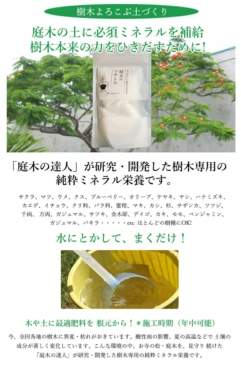 1袋サービス 庭木のツチトコ 7袋 6袋 1袋 40g 21個セット 樹木専用の純粋ミネラル 通販のオファー 栄養 防水ケース Tsuchitoco ツチトコ 天然成分 歯ブラシ 栄養剤 観葉植物 ミネラル 栄養 肥料 おいしくなる プランター ほとんどの樹種に使える 想いを繋ぐ百貨店