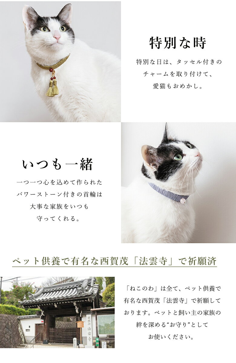 ねこのわ 紫 ねこのわ 中野伊助 猫 首輪 猫グッズ 首輪 お洒落ピンク 黄色 紫 ブルー パワーストーン チャーム 京都西賀茂 法雲寺 で祈願済み お守り ねこちゃん 送料無料 想いを繋ぐ百貨店 Tsunagu 猫 首輪 おめかし用 パワーストーン付きチャームドレスアップ