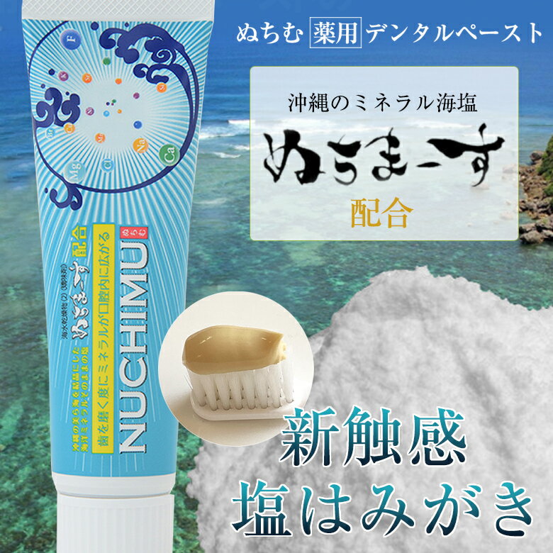 ぬちむ薬用デンタルペースト 【医薬部外品】NUCHIMU ぬちむ 歯磨き粉 塩はみがき 塩歯磨き 歯みがき粉 歯みがき 歯周病 デンタルペースト 塩 しお 海塩 ソルト 塩ハミガキ はみがき はみがき粉 ペースト状 ミネラル豊富