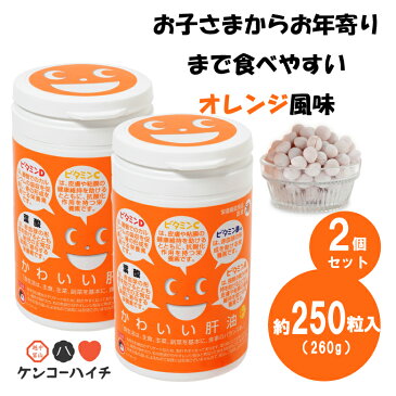 かわいい肝油 プラス 2個セット 【栄養機能食品】260g 約250粒 肝油 肝油ゼリー ビタミン ビタミン補給 ビタミンA βカロテン ビタミンB12 ビタミンD3 葉酸 オレンジ味 オレンジ ゼリーキャンディ